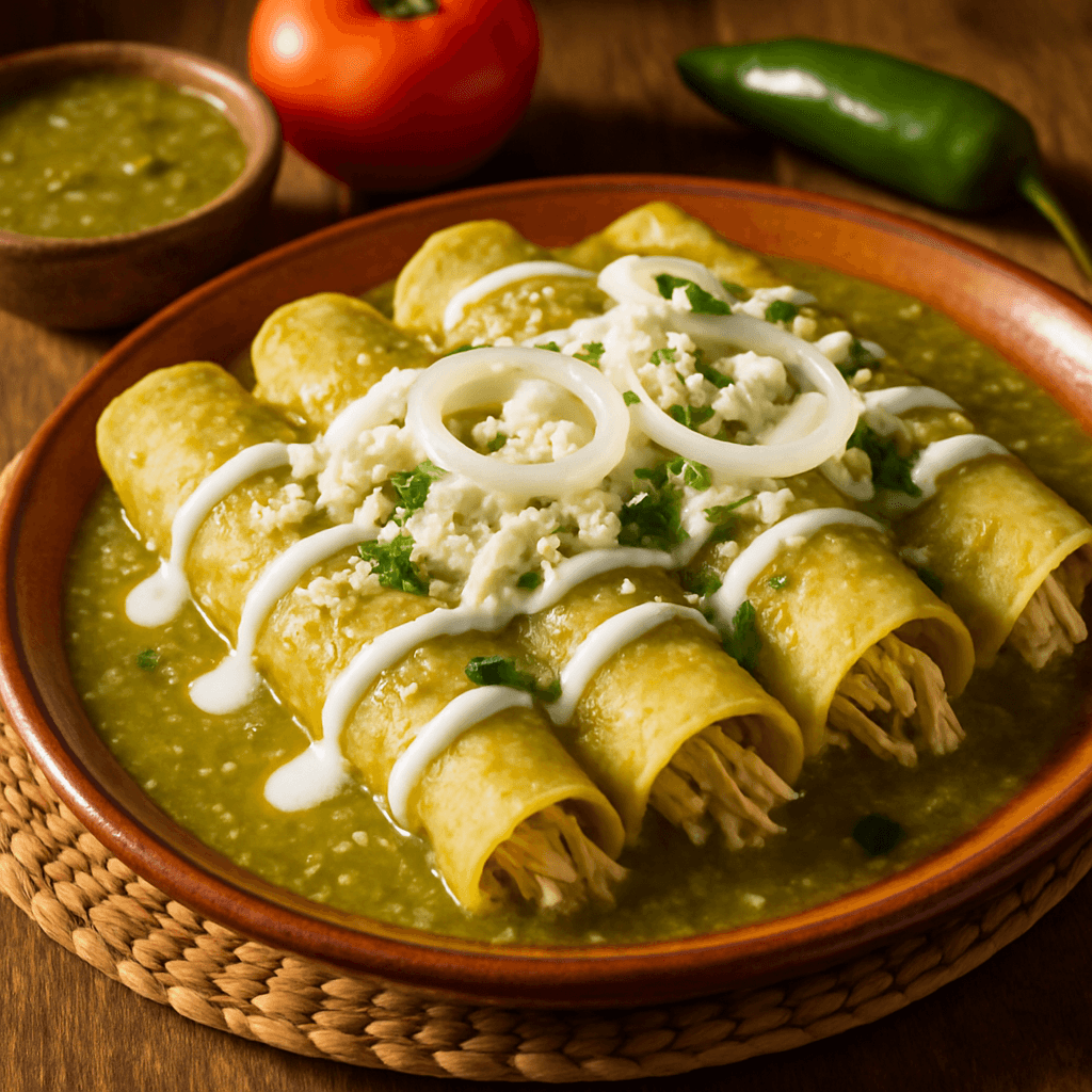 Green Chicken Enchiladas in My Ranch Style