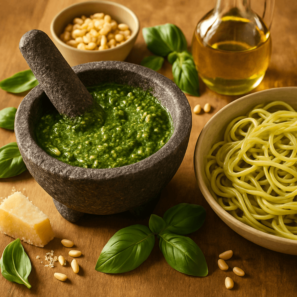 Pesto Genovese in Molcajete